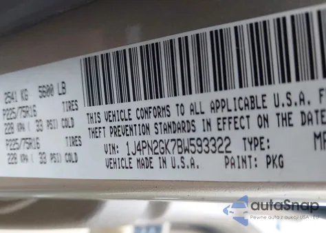 2011 Jeep Liberty Sport из США, поврежденный, VIN 1J4PN2GK7BW593322